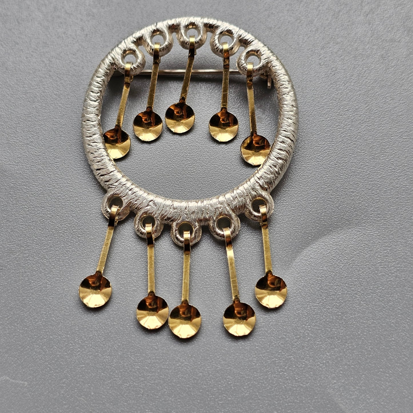 1960s Finnish Modernist Sterling Silver Dangly Brooch by Auran Kultaseppa 1969