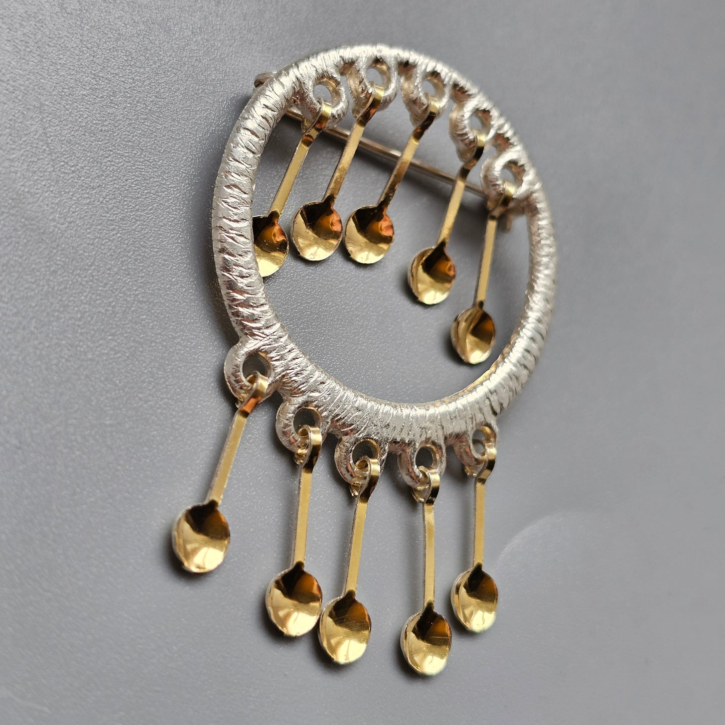1960s Finnish Modernist Sterling Silver Dangly Brooch by Auran Kultaseppa 1969