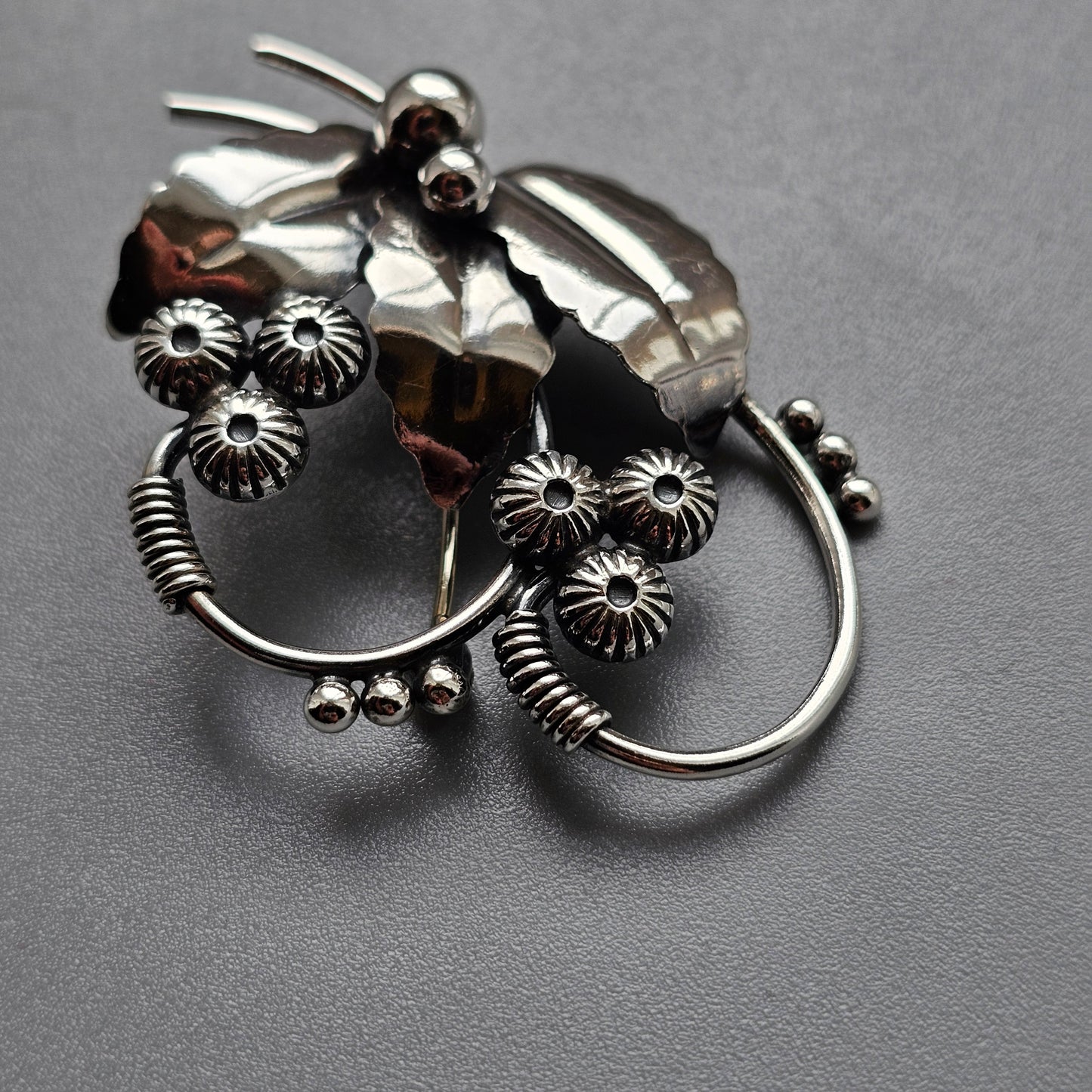 Vintage Danish Silver Flower Bouquet Brooch