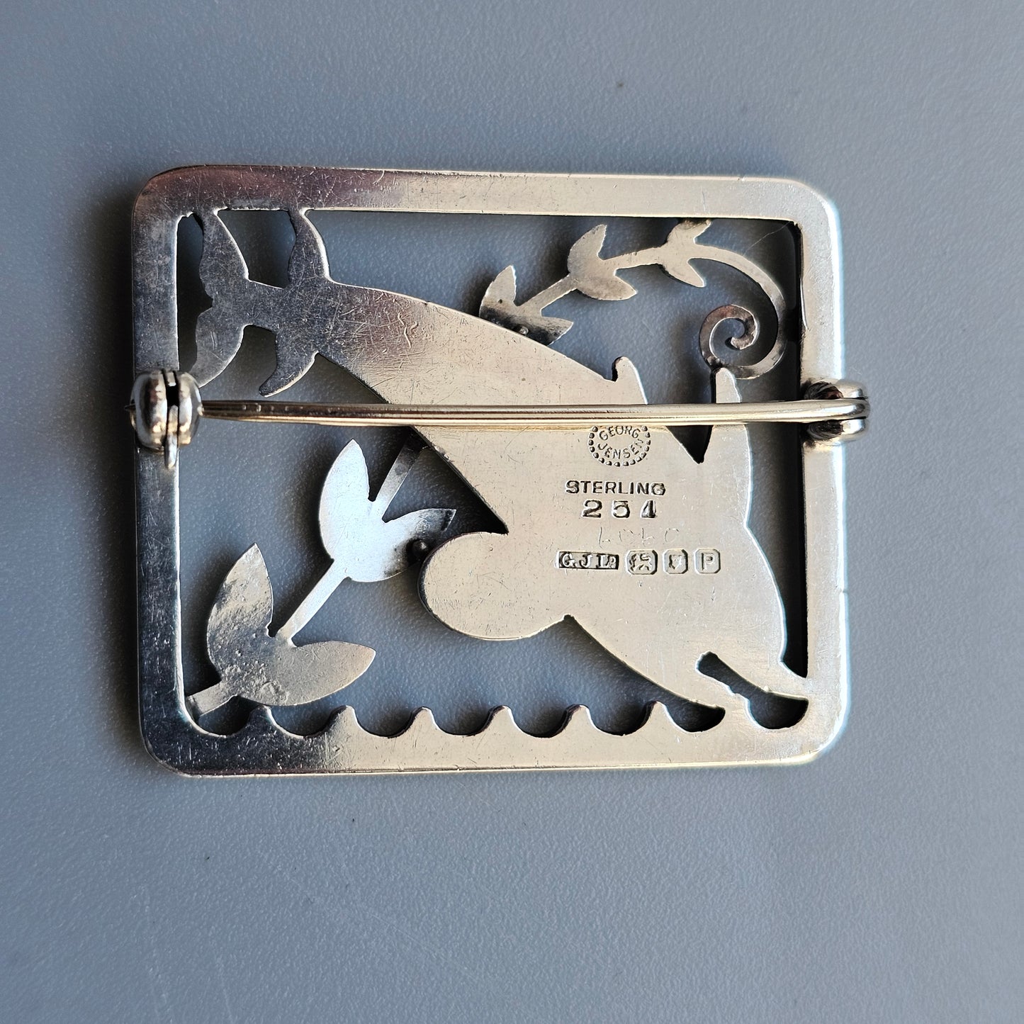 Vintage 1950s Georg Jensen Sterling Silver Brooch 251 Dolphins Arno Malinowski Design Denmark 1950