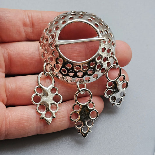 Vintage Norwegian Frank Juhls Kautokeino Silver Lapland Brooch Historical Reproduction Finnish Middle Ages