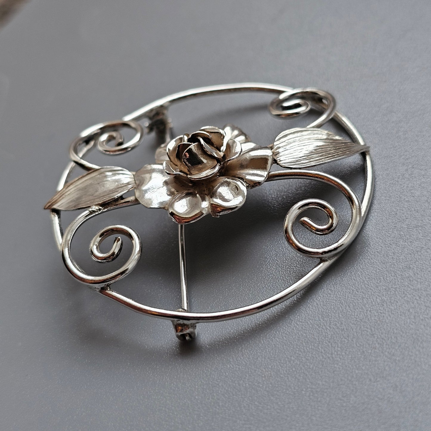 Vintage American Danecraft Sterling Silver Floral Brooch