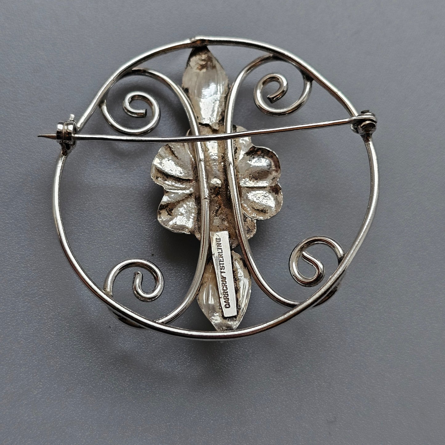 Vintage American Danecraft Sterling Silver Floral Brooch