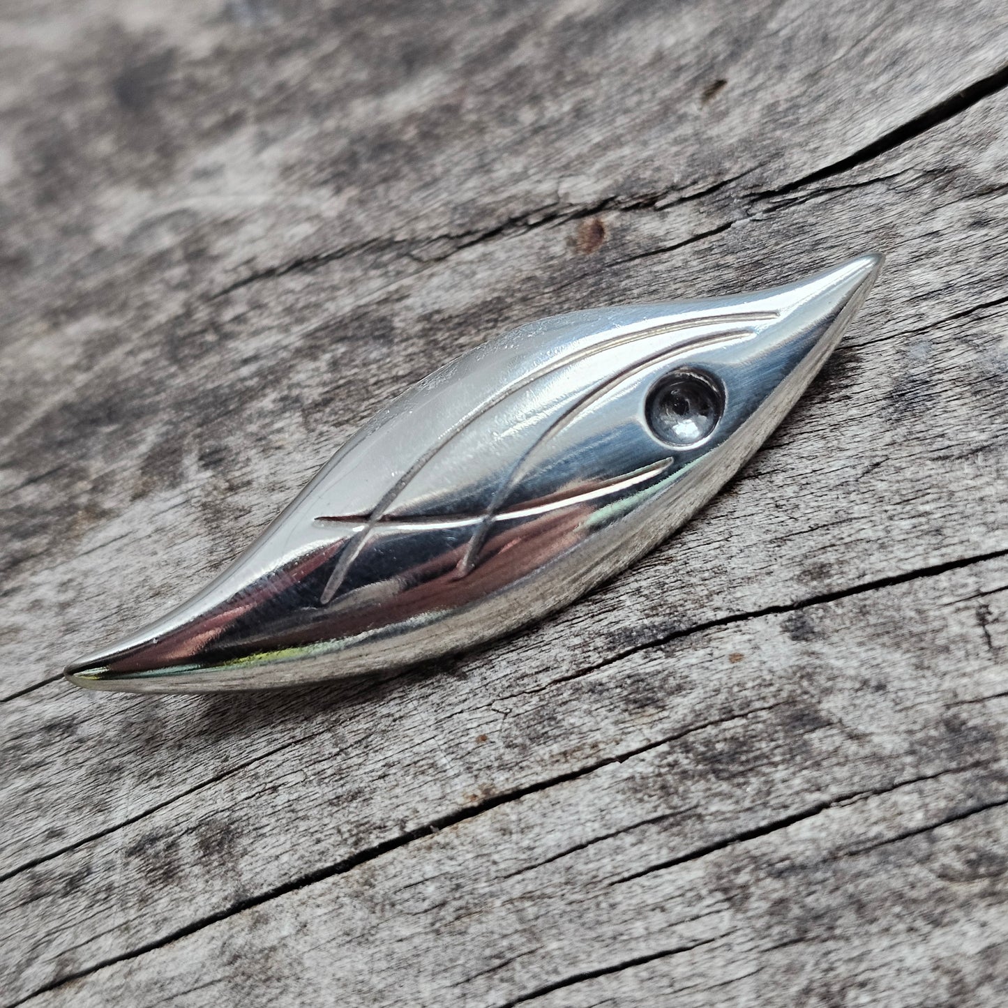Vintage Modernist Small Silver Fish Brooch from Finland