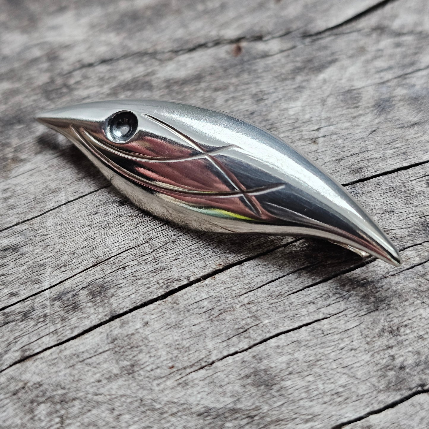 Vintage Modernist Small Silver Fish Brooch from Finland