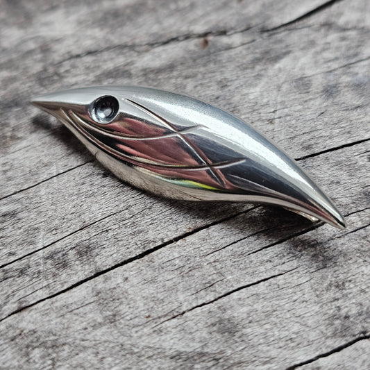 Vintage Modernist Small Silver Fish Brooch from Finland