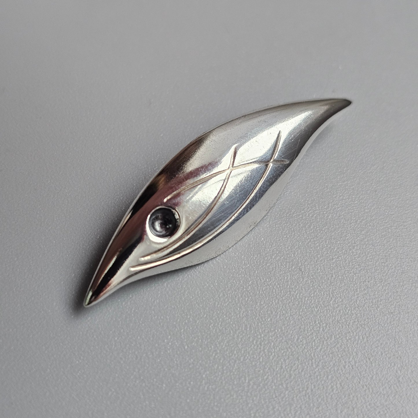 Vintage Modernist Small Silver Fish Brooch from Finland