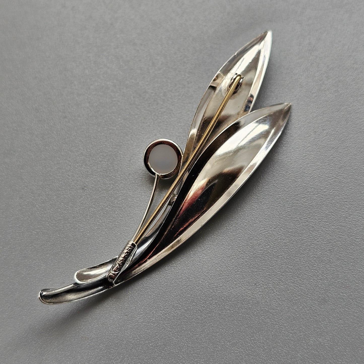 Vintage 60s Modernist Silver Chalcedony Flower Brooch Elis Kauppi Kupittaan Kulta 1960