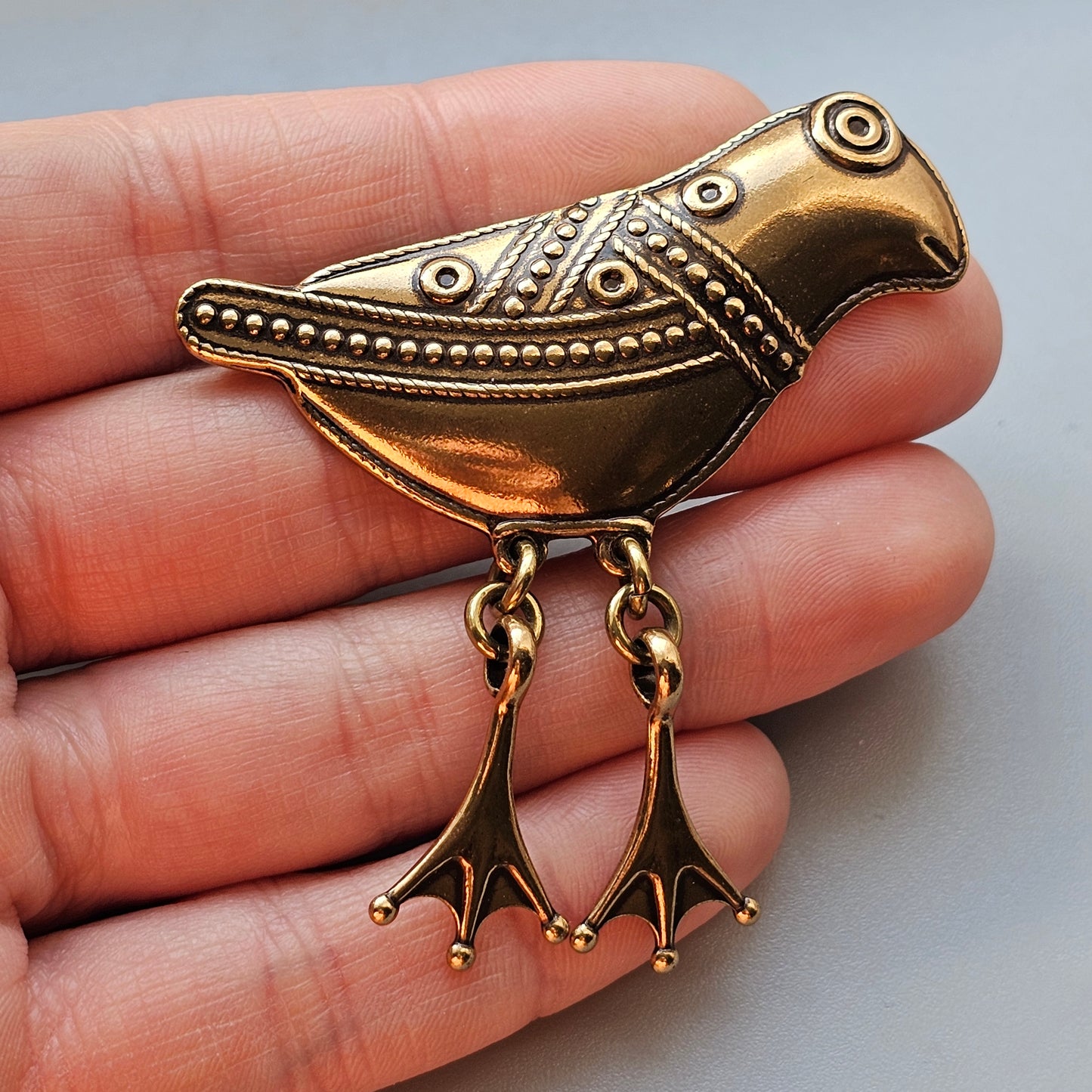 Finnish Kalevala Koru 11th Century Middle Ages Style Bird of Hattula Bronze Brooch