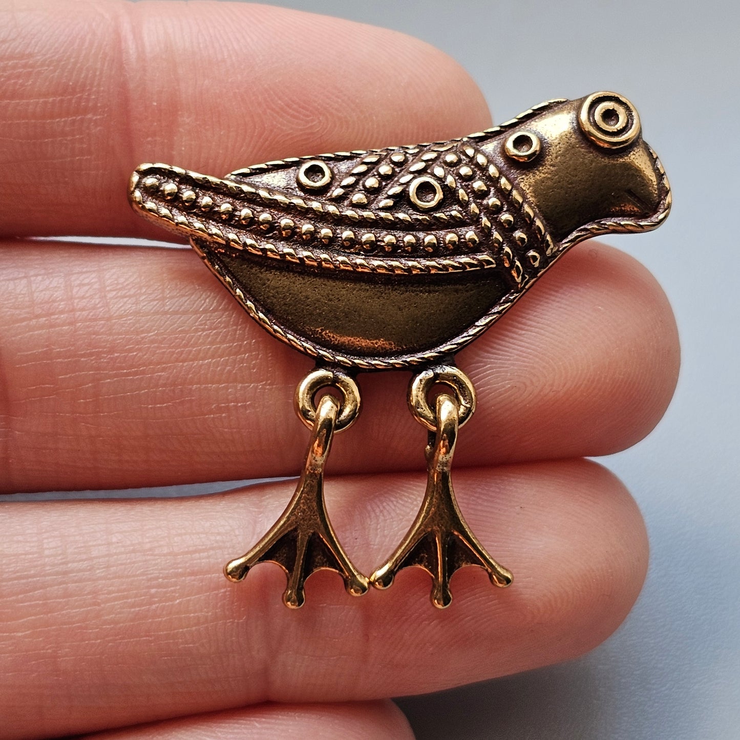 Small Kalevala Koru Bronze Brooch Bird of Hattula Finland Vintage 11th Century Middle Ages Style