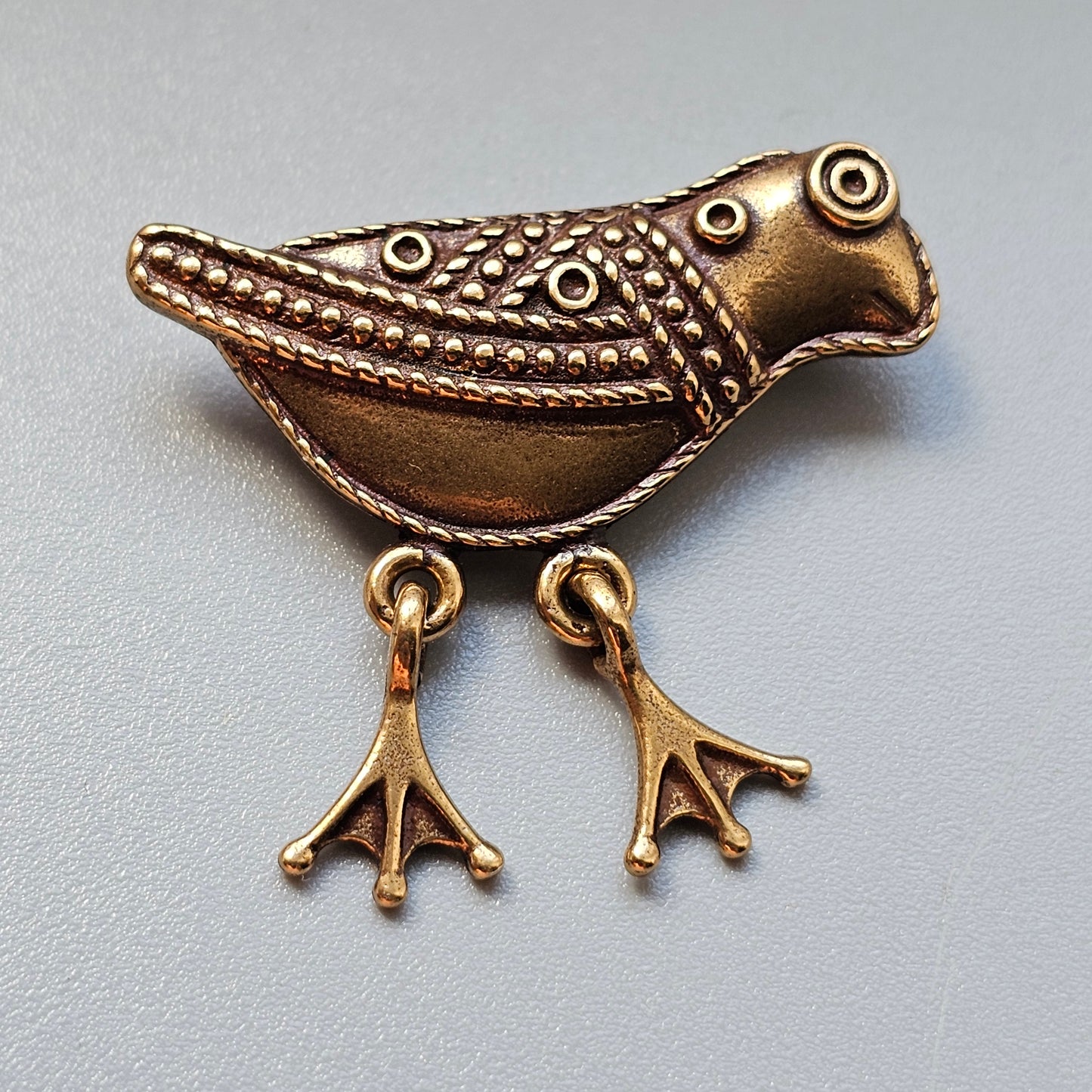 Small Kalevala Koru Bronze Brooch Bird of Hattula Finland Vintage 11th Century Middle Ages Style
