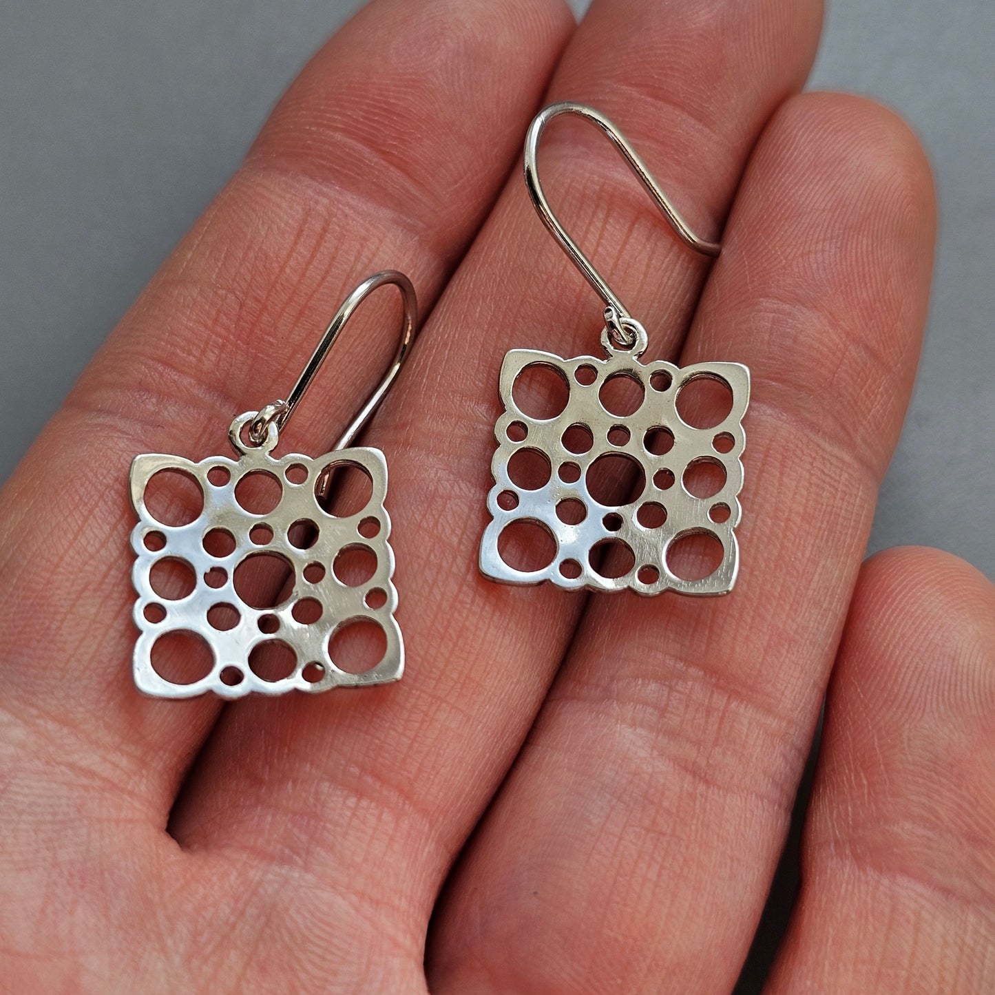 Finnish Liisa Vitali Pitsi Lace Sterling Silver Dangle Earrings