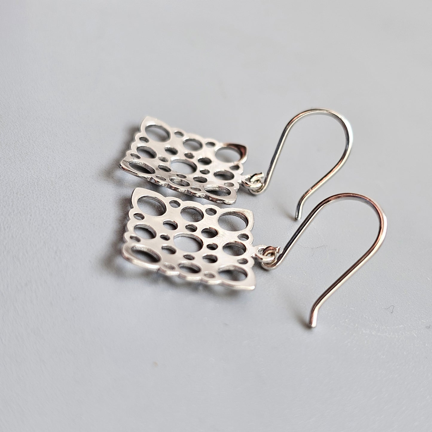 Finnish Liisa Vitali Pitsi Lace Sterling Silver Dangle Earrings