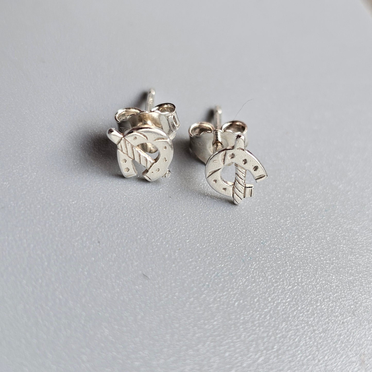 Horseshoe Sterling Silver Stud Earrings