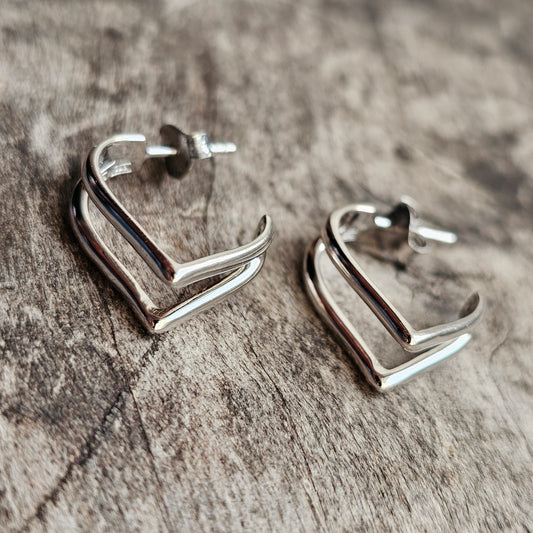 Karl Laine Compro Finnish Sterling Silver Hoop Earring by Kultakeskus