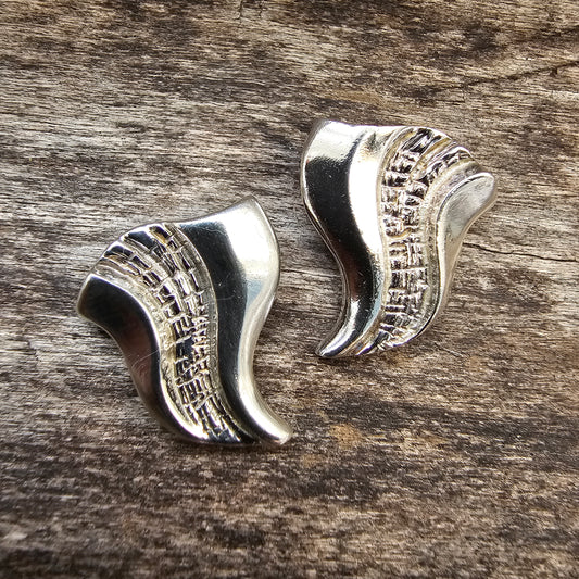 Vintage 1980s 1990s Finnish Sterling Silver Stud Earrings by Heinolan Kulta