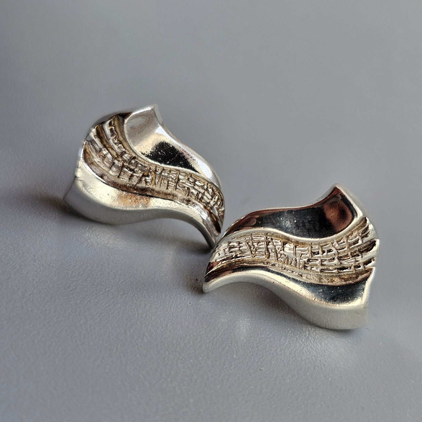 Vintage 1980s 1990s Finnish Sterling Silver Stud Earrings by Heinolan Kulta