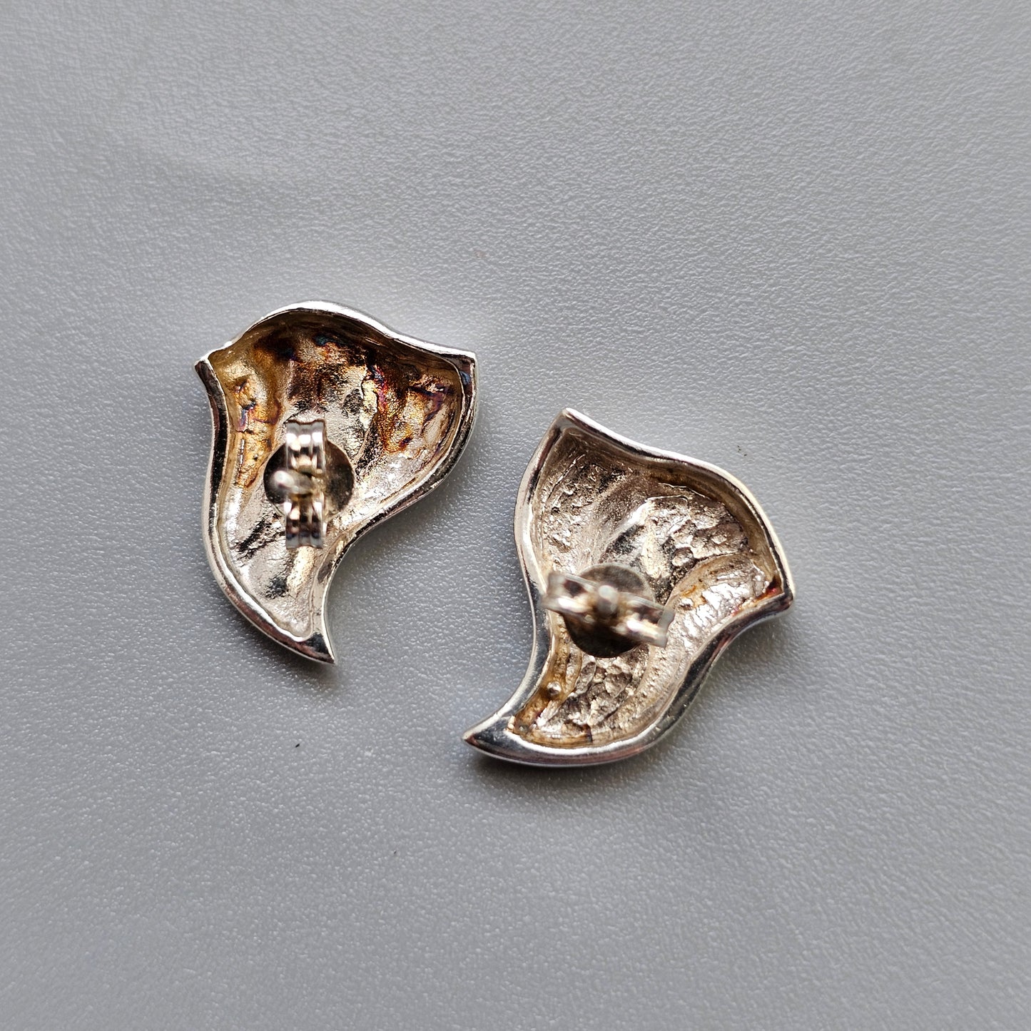 Vintage 1980s 1990s Finnish Sterling Silver Stud Earrings by Heinolan Kulta