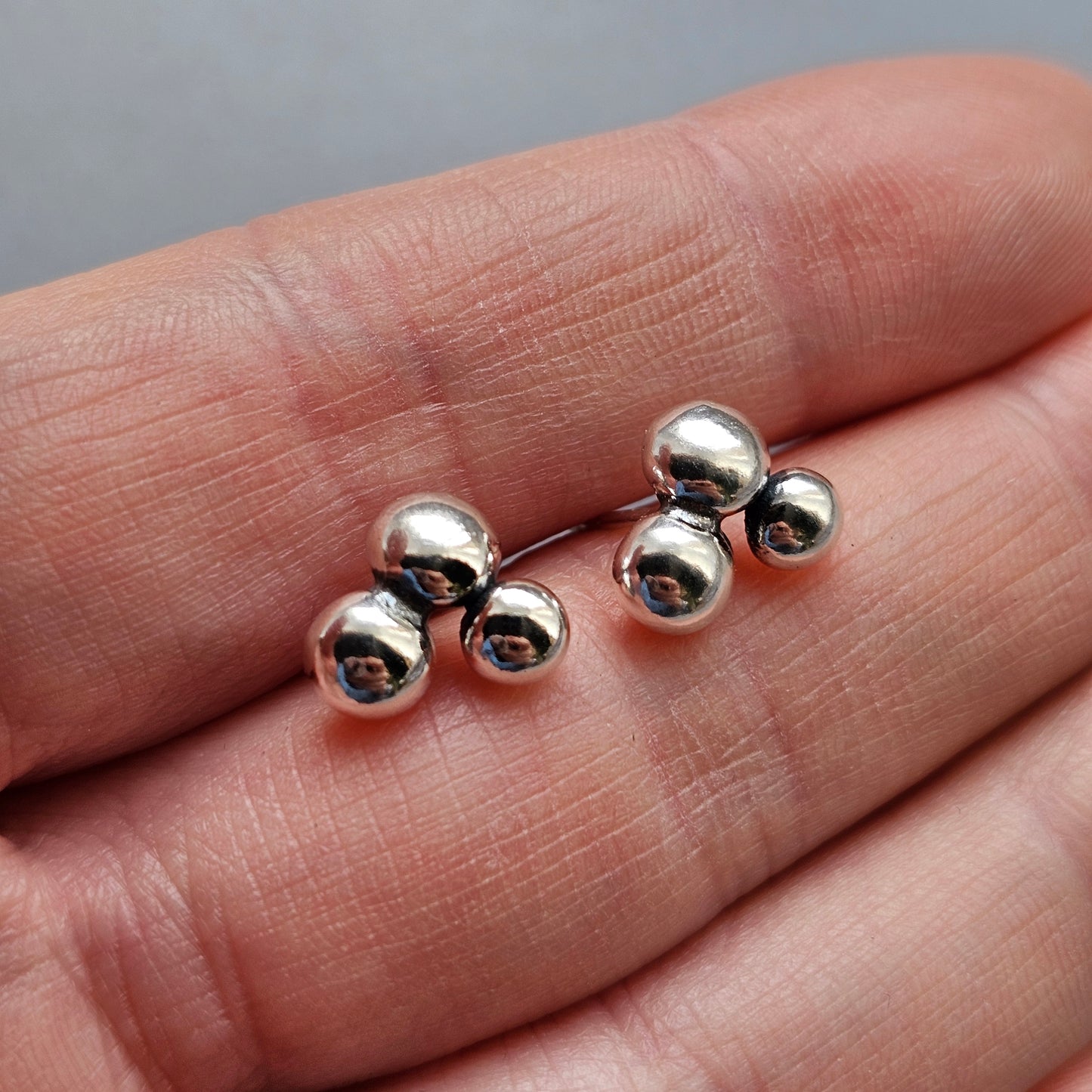 Sterling Silver Bubble Pebble Stud Earring