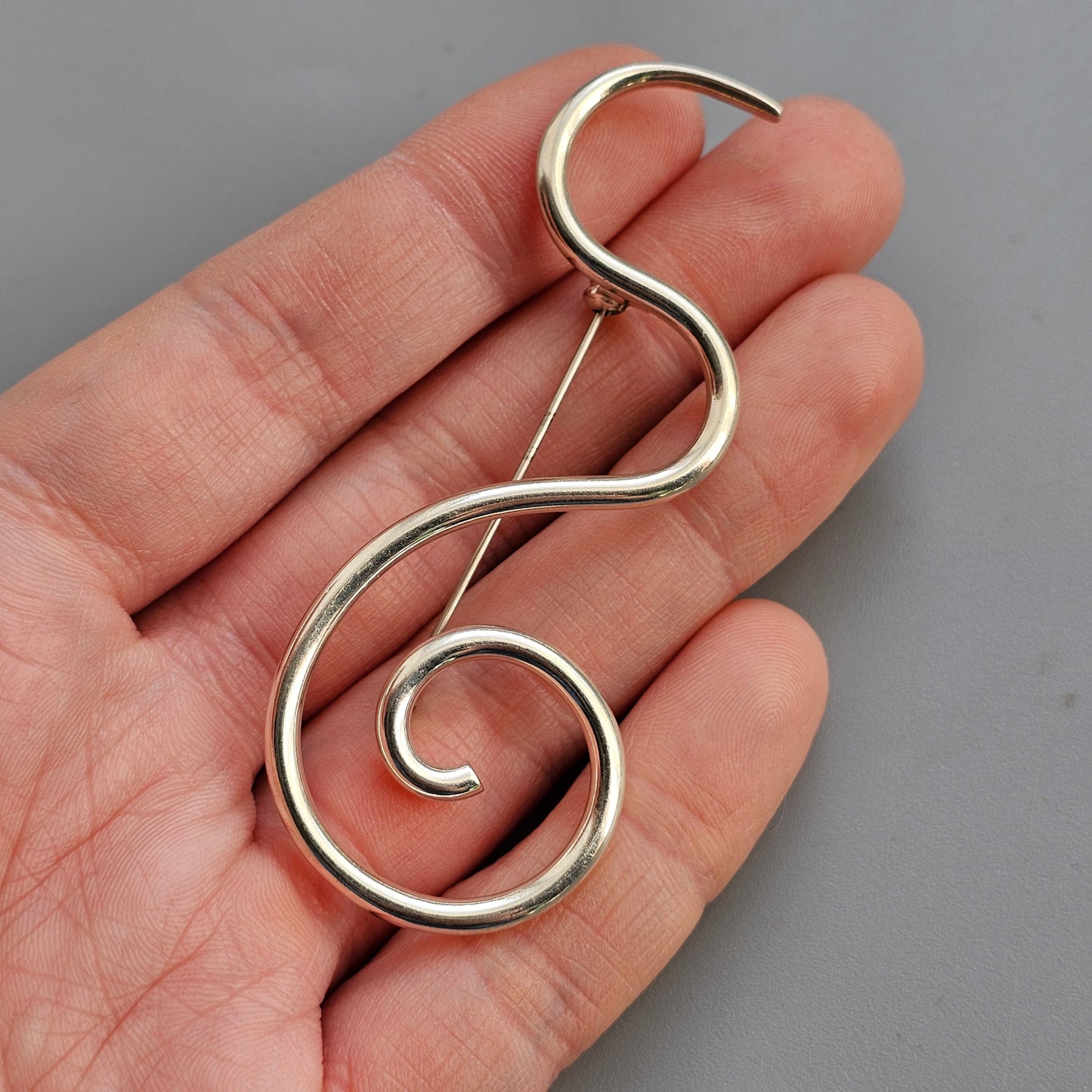 Contemporary Finnish Sterling Silver Spiral Brooch by Kalevala Koru / Kaunis Koru