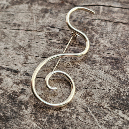 Contemporary Finnish Sterling Silver Spiral Brooch by Kalevala Koru / Kaunis Koru