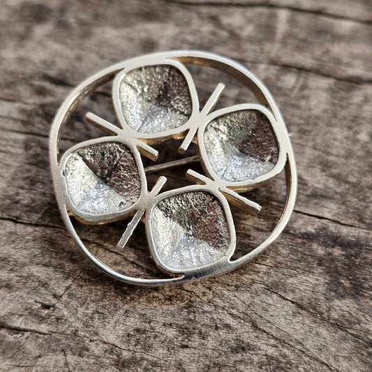 Vintage Kultaseppä Salovaara Modernist Silver Brooch 1968