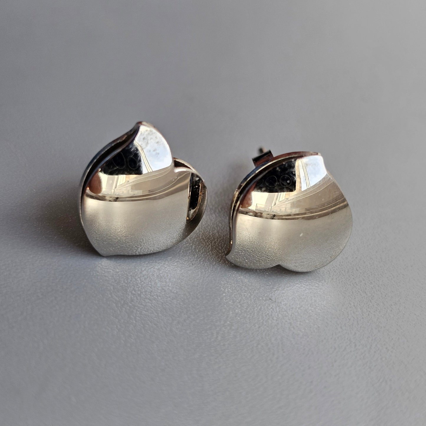 Contemporary Finnish Sterling Silver Stud Earrings “Hug” by Lumoava / Heikki Hartikainen