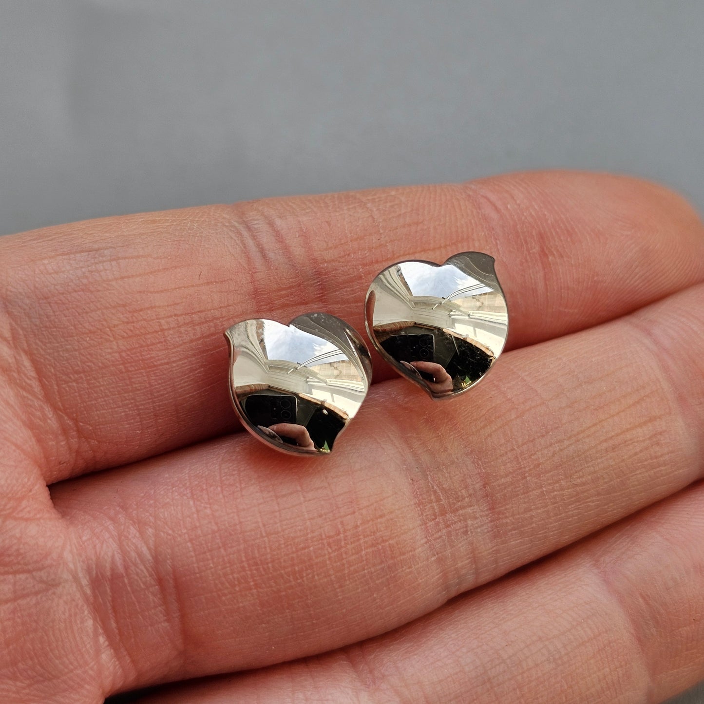 Contemporary Finnish Sterling Silver Stud Earrings “Hug” by Lumoava / Heikki Hartikainen