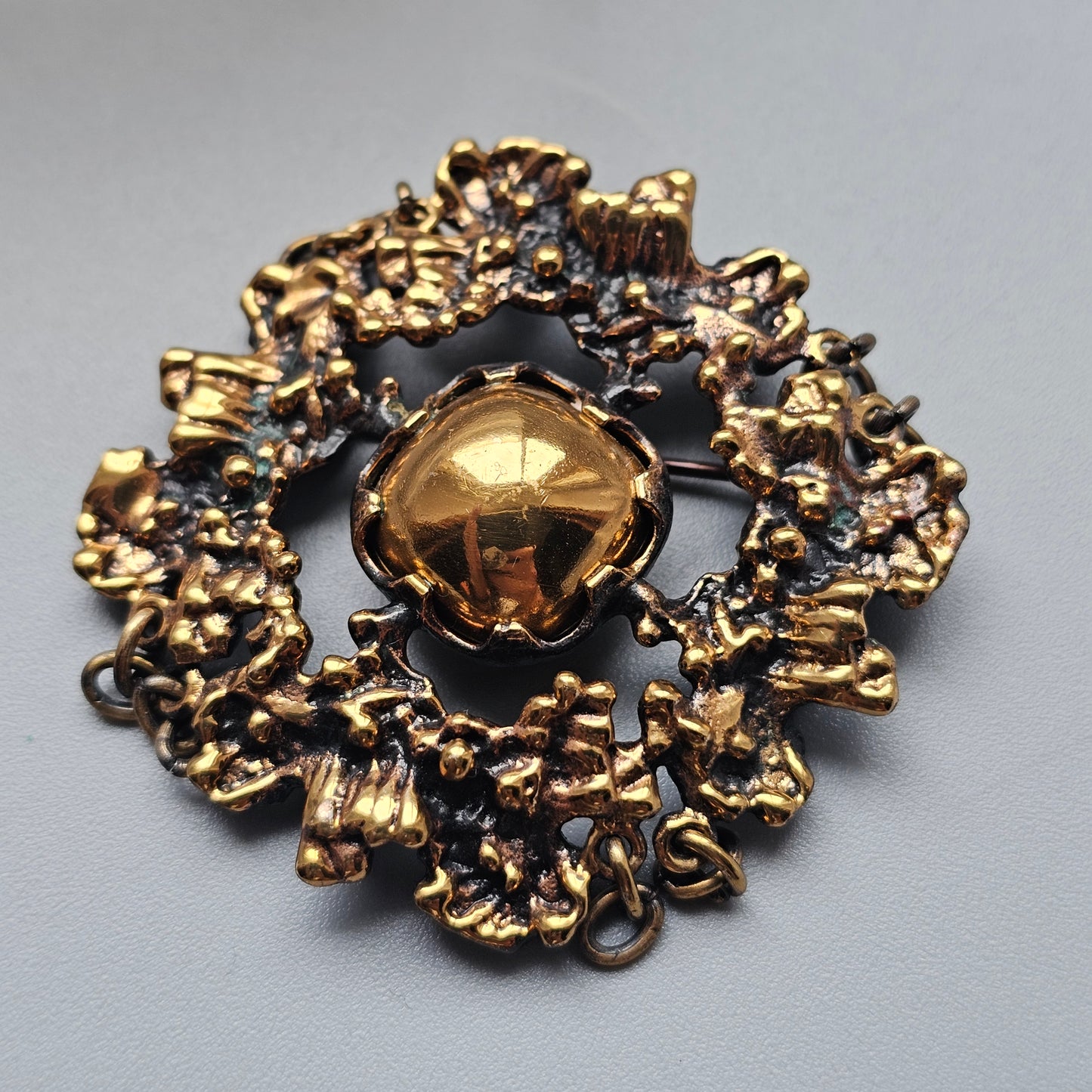 Vintage Finnish Brutalist Bronze Brooch Kaarna Bark by Pentti Sarpaneva 1960s 1970s