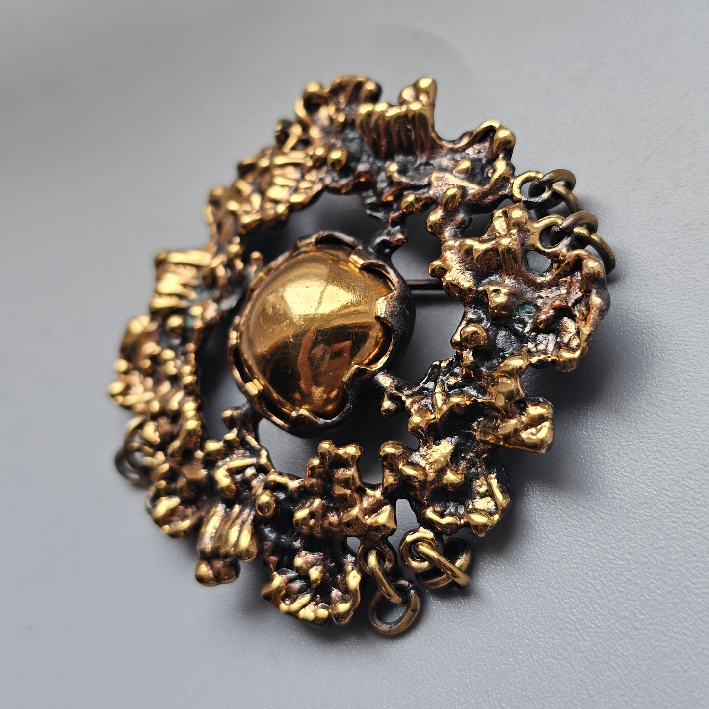 Vintage Finnish Brutalist Bronze Brooch Kaarna Bark by Pentti Sarpaneva 1960s 1970s