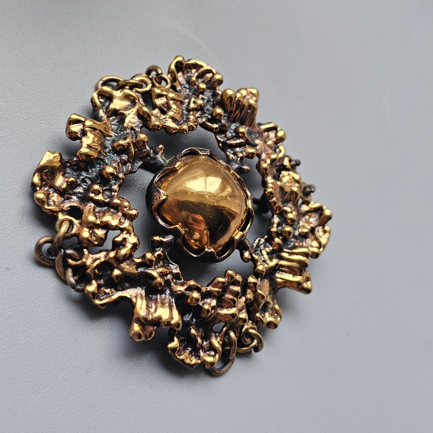 Vintage Finnish Brutalist Bronze Brooch Kaarna Bark by Pentti Sarpaneva 1960s 1970s