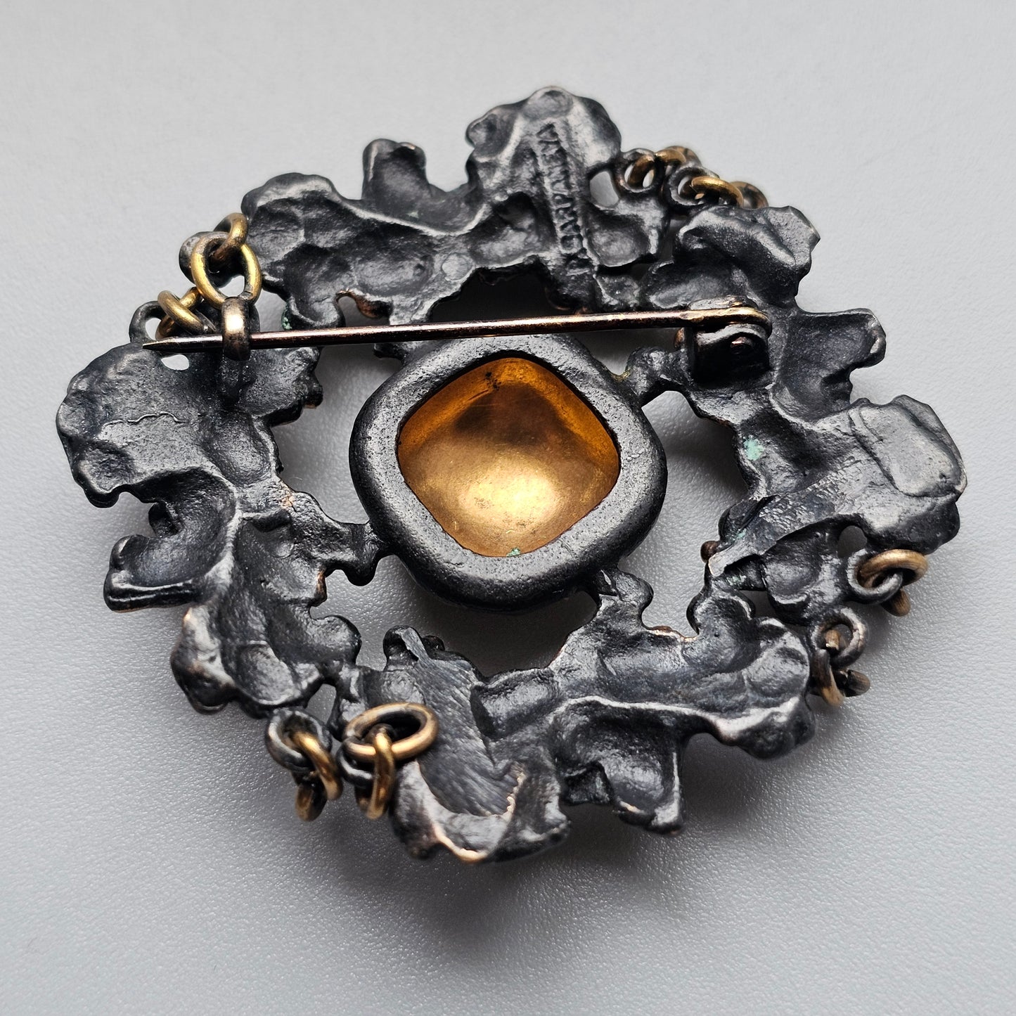 Vintage Finnish Brutalist Bronze Brooch Kaarna Bark by Pentti Sarpaneva 1960s 1970s