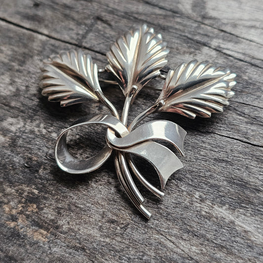 Vintage Modernist Style Flower Bouquet Brooch