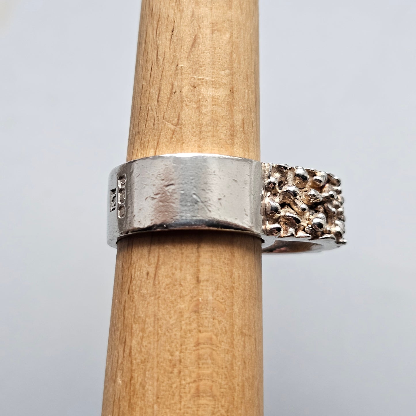 Vintage 1970s British Brutalist Style Sterling Silver Ring By Keith Tyssen 1970
