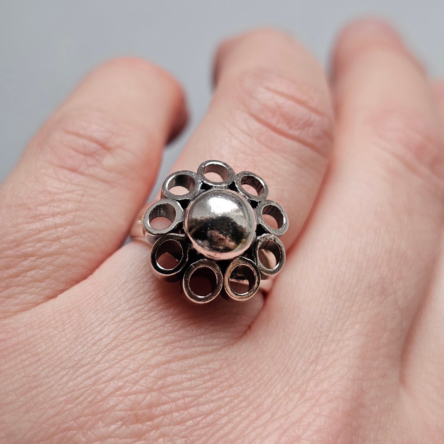 1960s Finnish Modernist Sterling Silver Ring by Erik Granit & Co - UK Ring Size J 1/2 -  US Ring Size 5