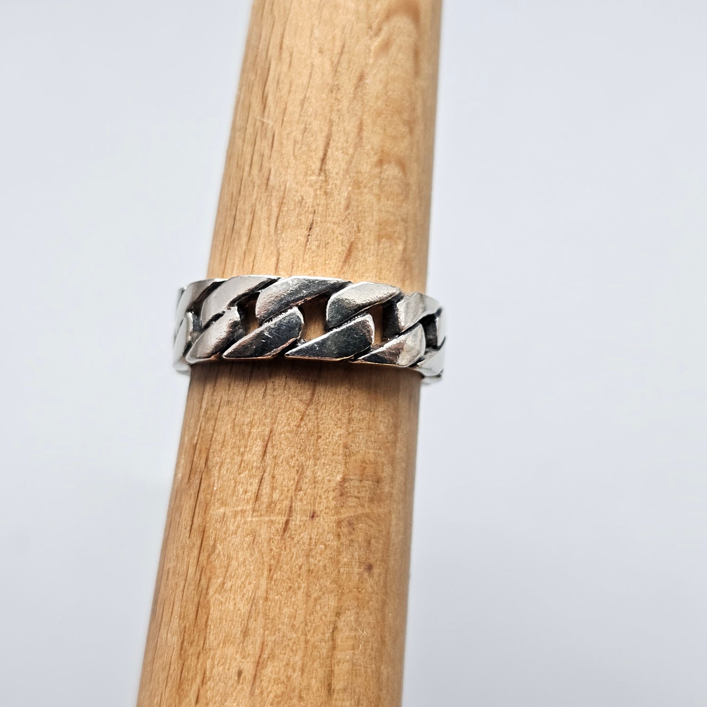 Curb Link Chain Sterling Silver Ring