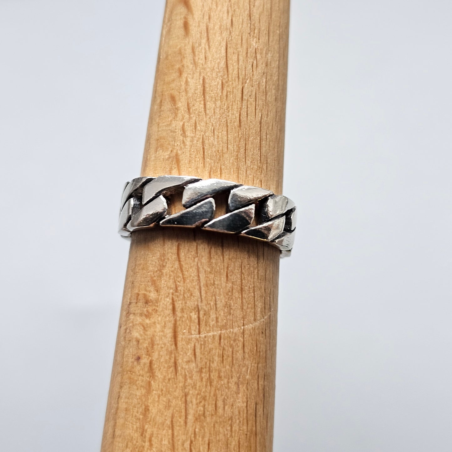 Curb Link Chain Sterling Silver Ring