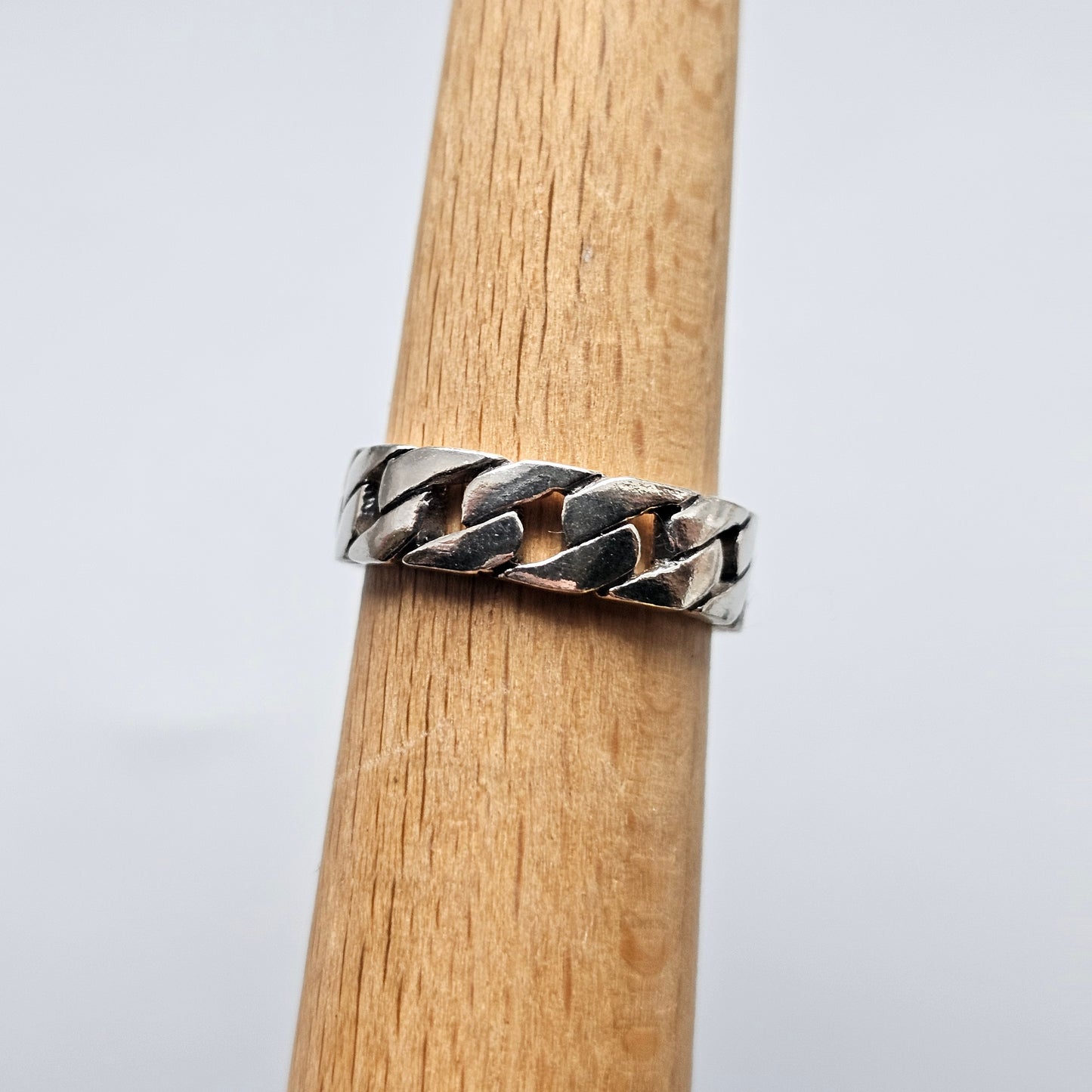 Curb Link Chain Sterling Silver Ring