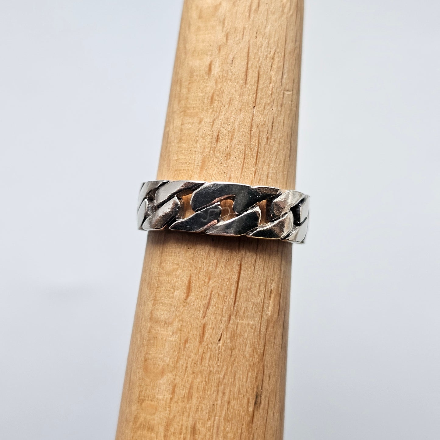 Curb Link Chain Sterling Silver Ring