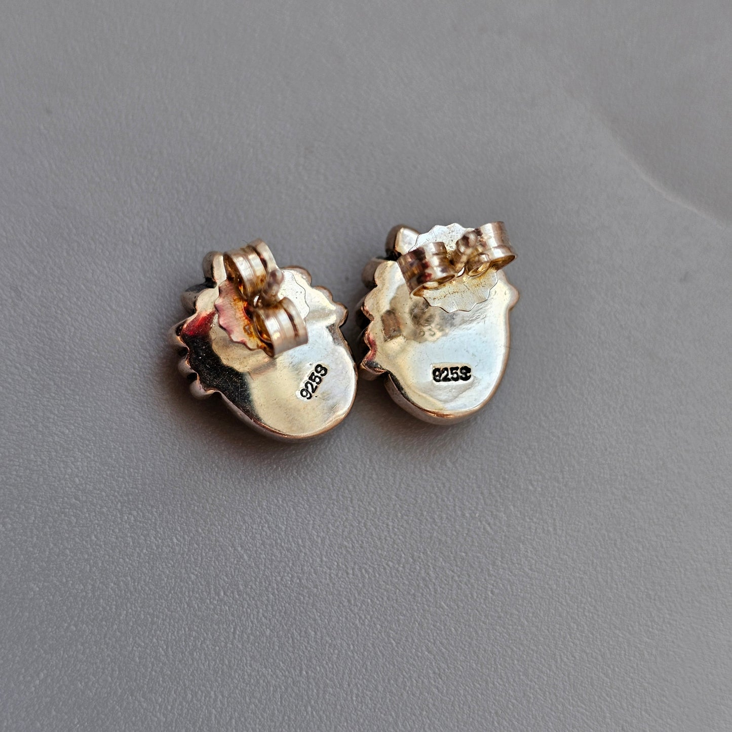 Contemporary Scandinavian Sterling Silver Rose Quartz Stud Earrings