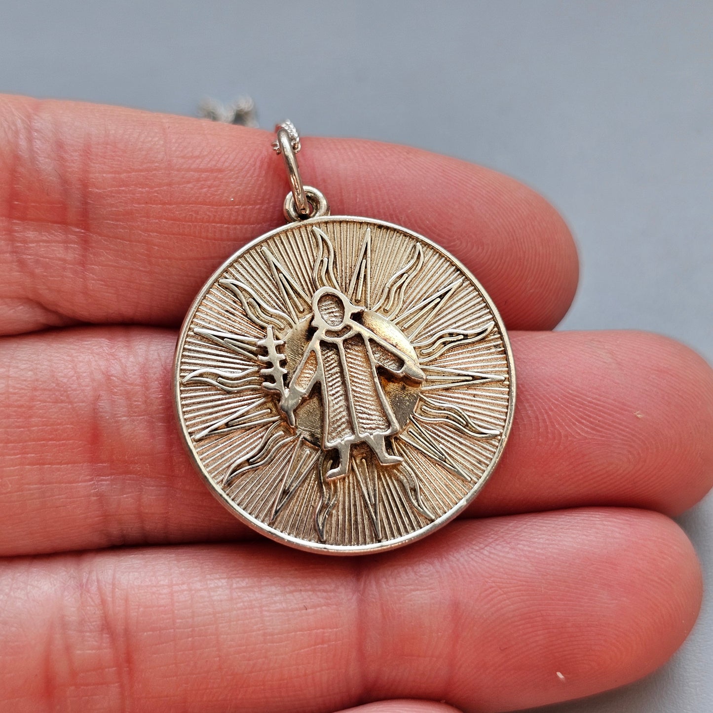 Vintage Sterling Silver Virgo Horoscope Medallion Necklace Pendant