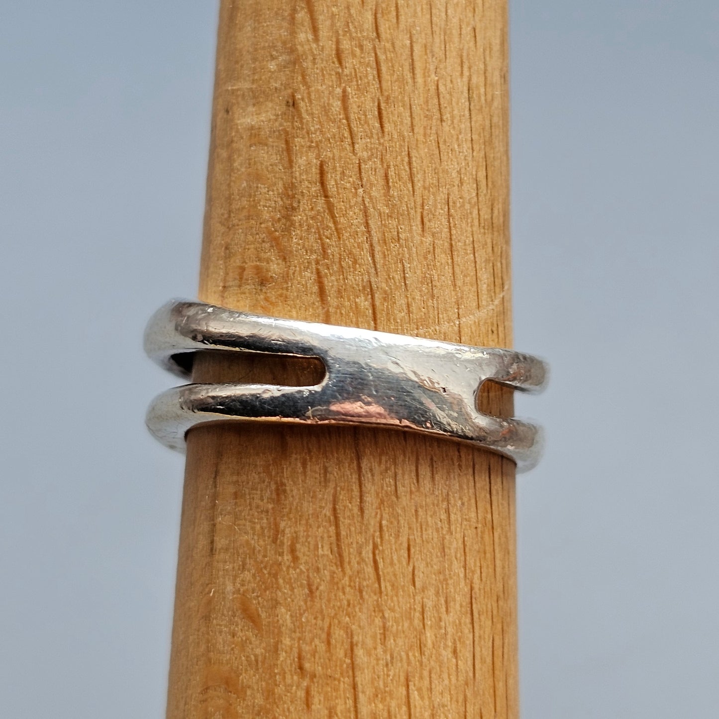 Contemporary Sterling Silver & Princess Cut Cubic Zirconia Ring  - UK Ring Size O 1/2 - US Ring Size 7.5