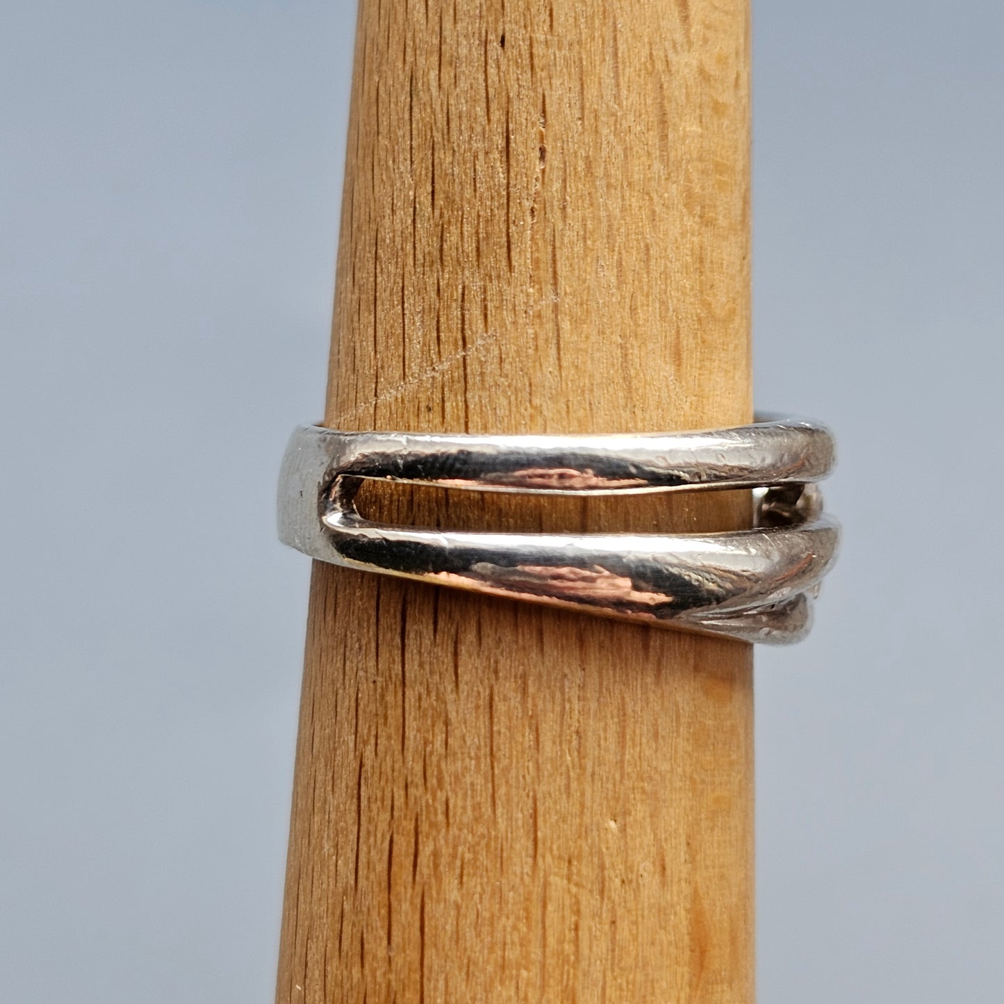 Contemporary Sterling Silver & Princess Cut Cubic Zirconia Ring  - UK Ring Size O 1/2 - US Ring Size 7.5