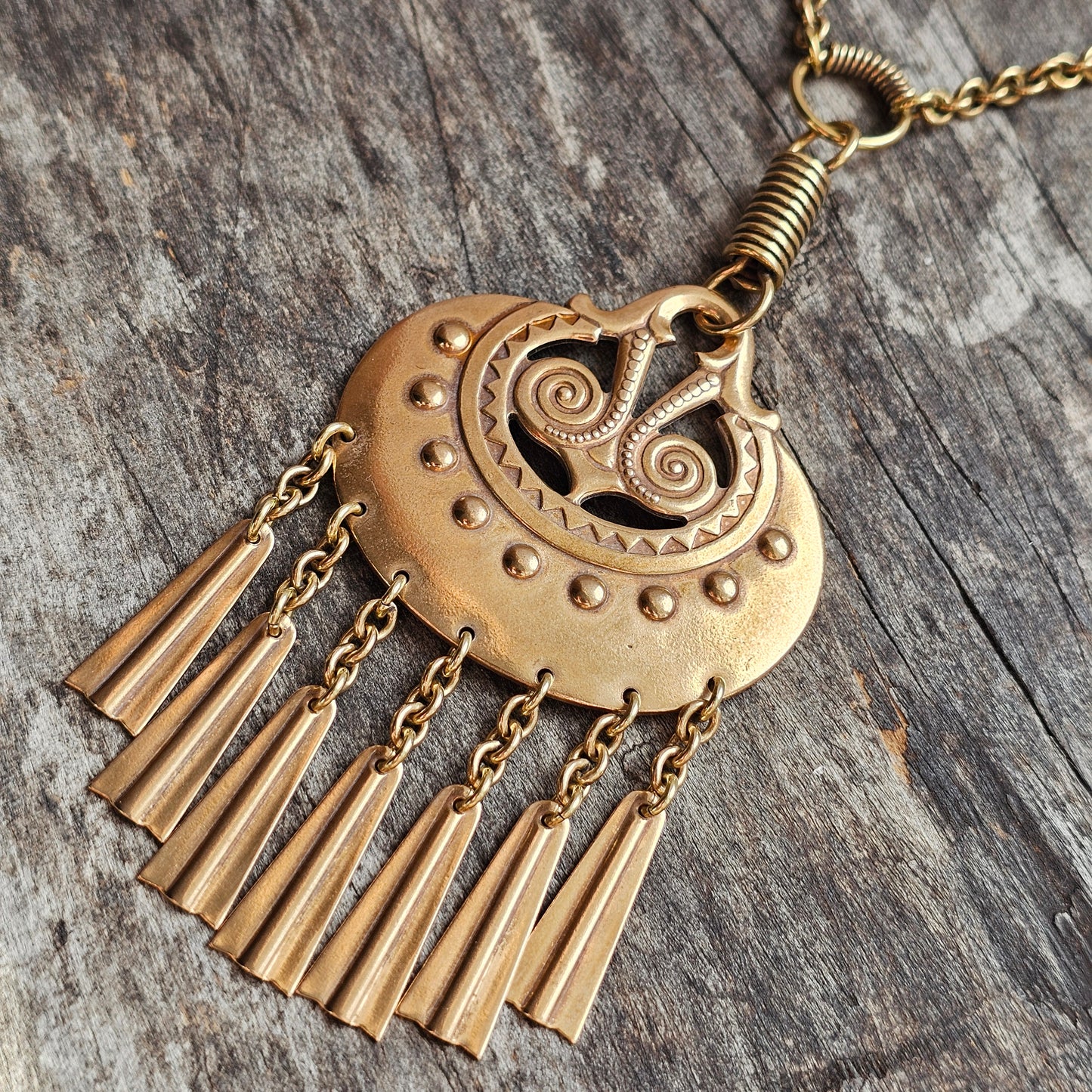 Large Kalevala Koru Moon Goddess Bronze Necklace Pendant