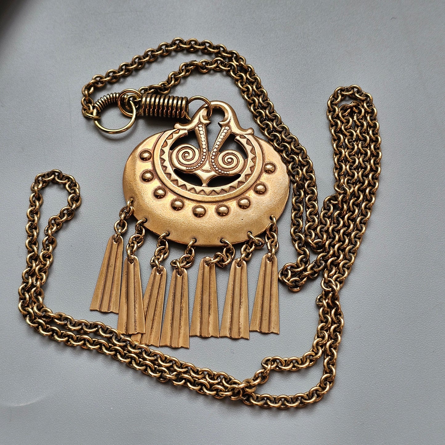 Large Kalevala Koru Moon Goddess Bronze Necklace Pendant