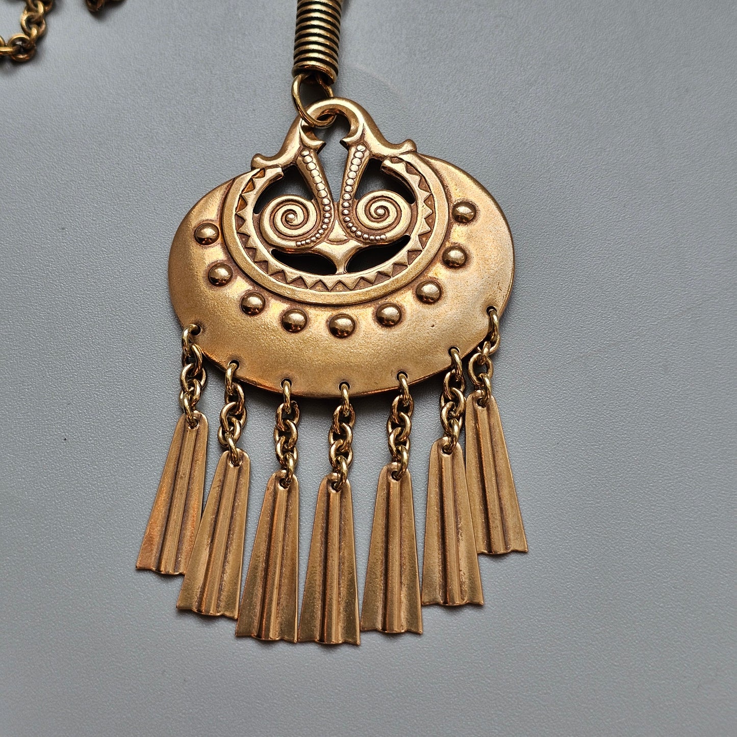 Large Kalevala Koru Moon Goddess Bronze Necklace Pendant