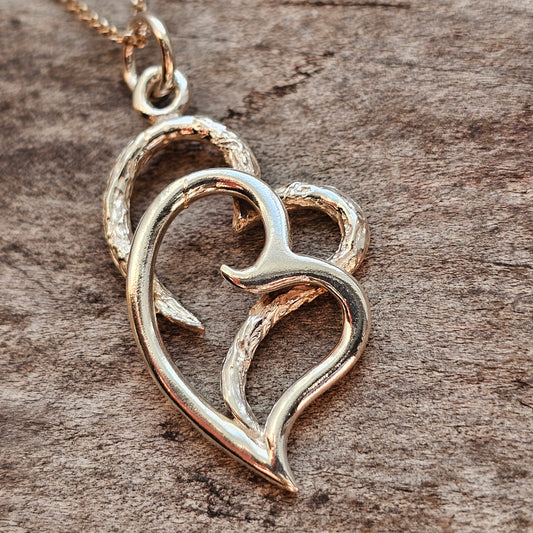 Sterling Silver Double Heart Necklace Pendant