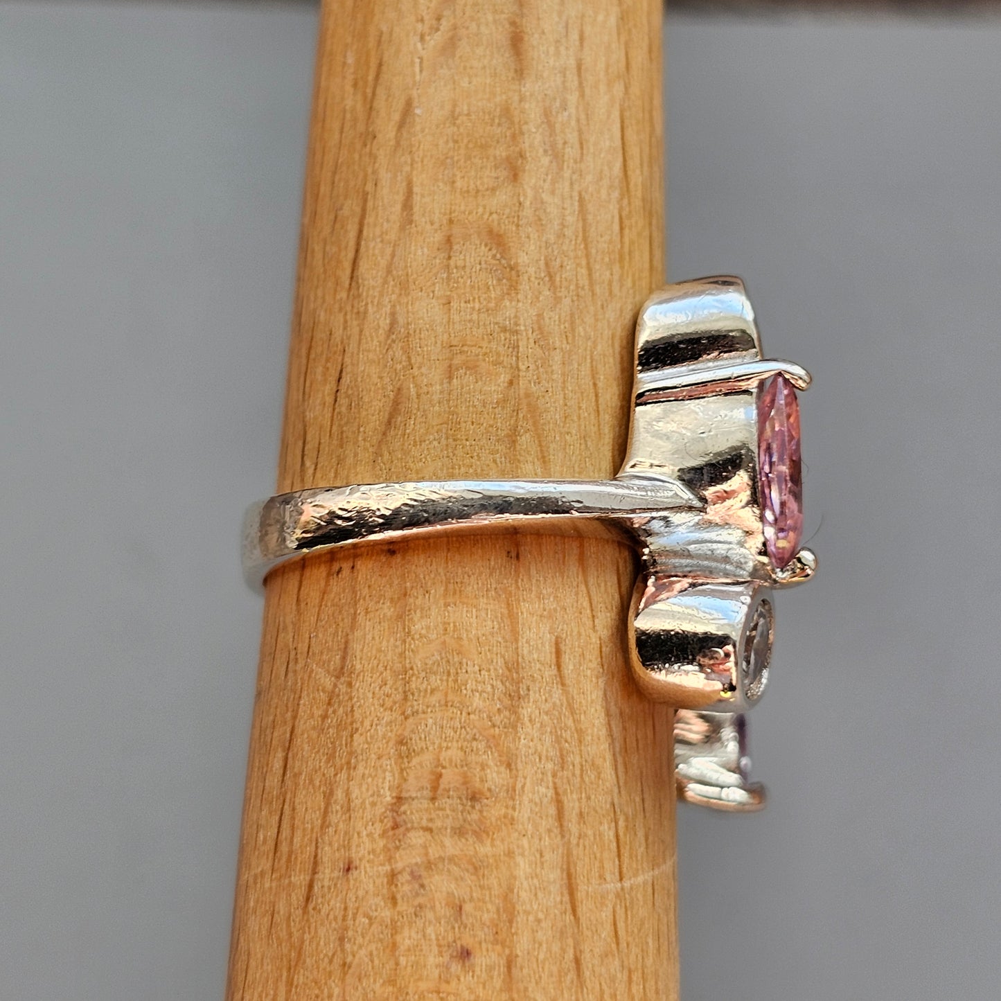 Contemporary Sterling Silver Ring & Cubic Zirconia Ring - UK Ring Size K 1/2 - US Ring Size 5.5