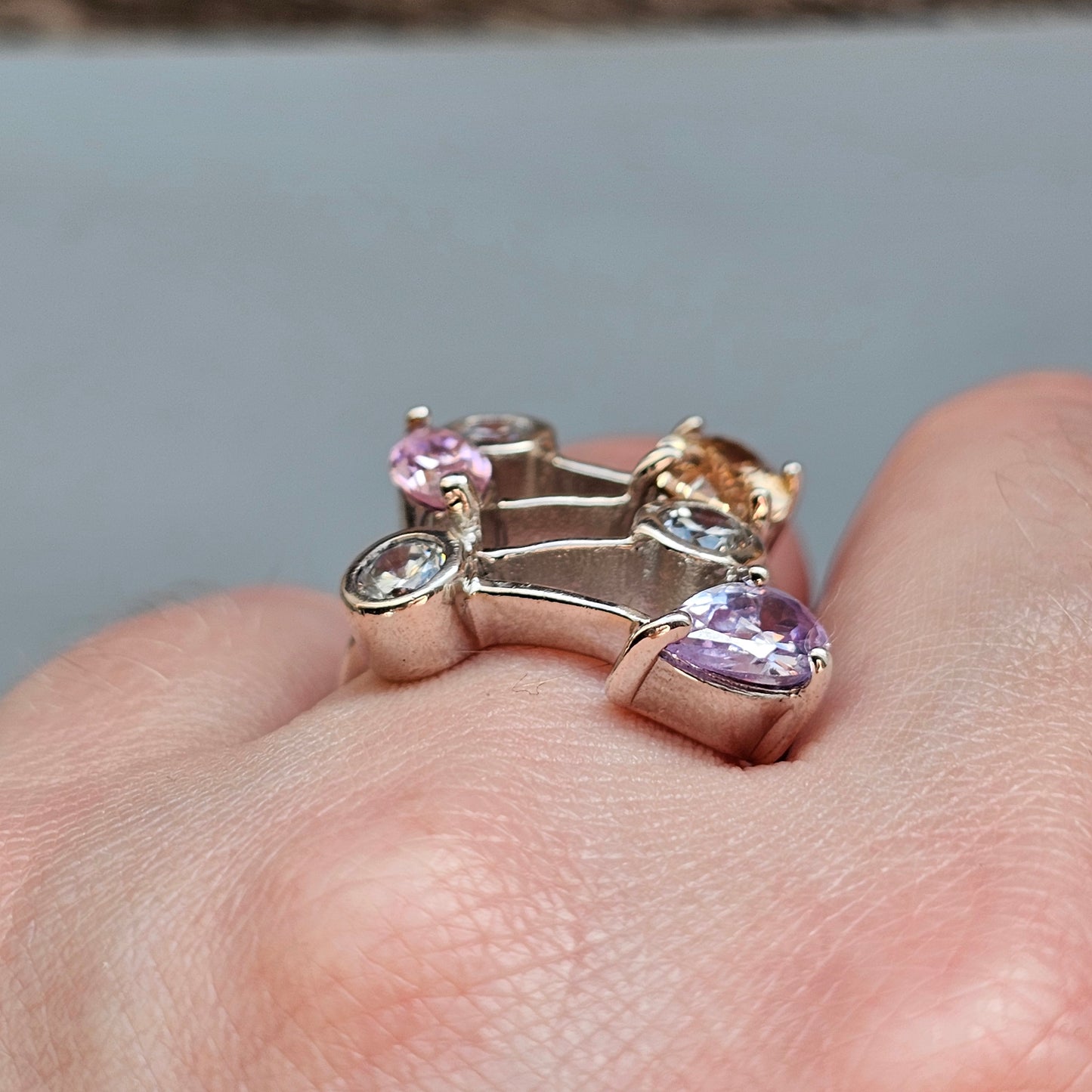 Contemporary Sterling Silver Ring & Cubic Zirconia Ring - UK Ring Size K 1/2 - US Ring Size 5.5