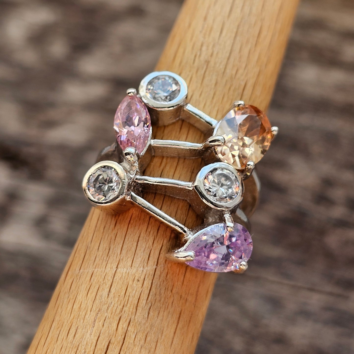 Contemporary Sterling Silver Ring & Cubic Zirconia Ring - UK Ring Size K 1/2 - US Ring Size 5.5